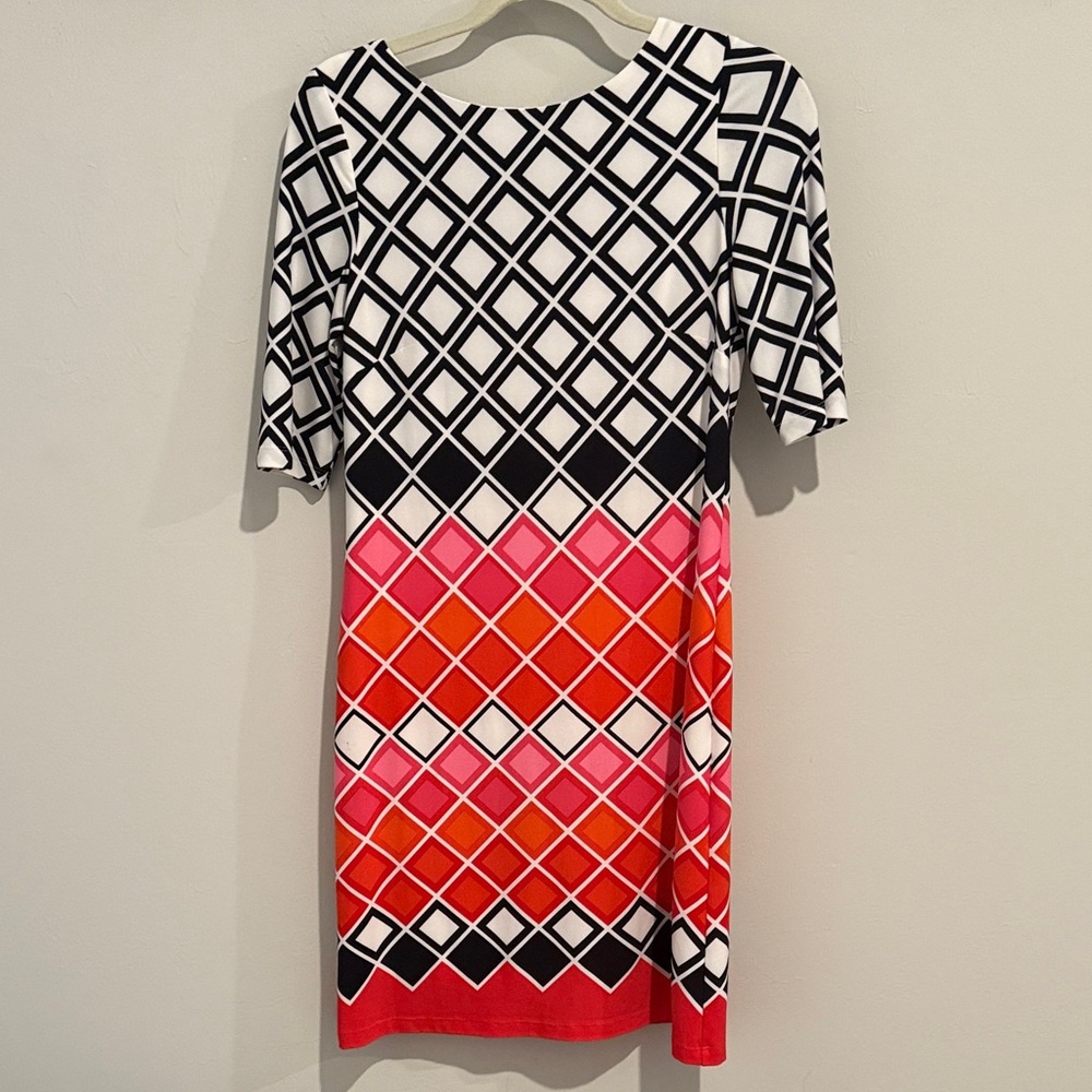 Eliza J Black, White, and Red Geometric Mini Dress